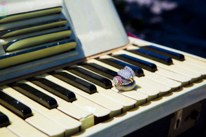 Beautiful Beach Wedding Detail Photographs Wedding Ring Bands Piano Keys Instruments (7)