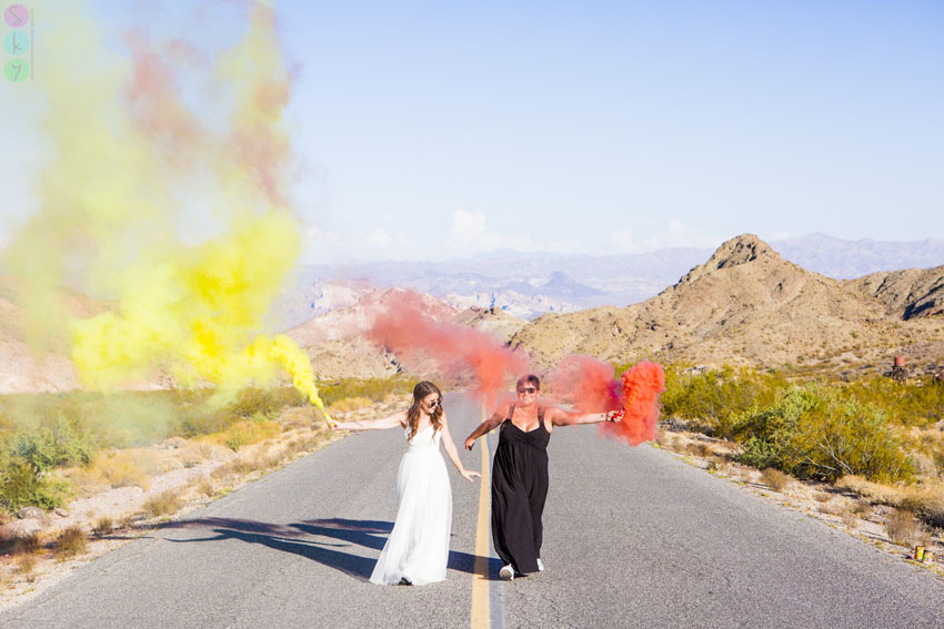 Las Vegas Desert Smoke Bomb Wedding Photos – Brittney + Ashley