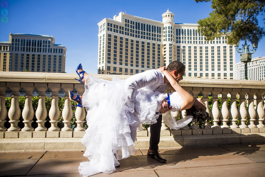 Las Vegas Strip Wedding Photos Happy Fun | Michelle + Randell