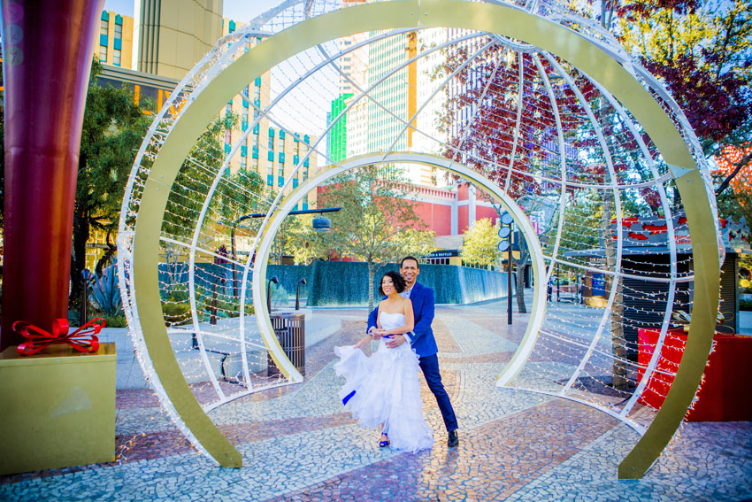 Las Vegas Strip Fun Wedding Portraits | Michelle + Randell