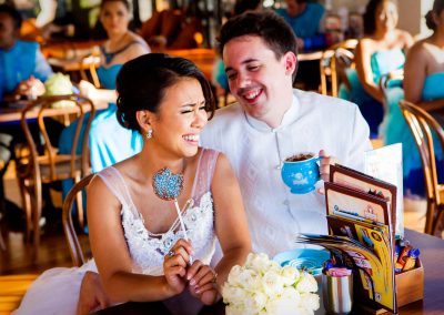 Atlanta Wedding Photographers Photo of bride and groom in coffee shop
