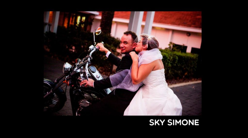 Bride and Groom on Motorbike
