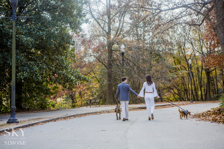 Piedmont Park Engagement Images Couple Walking